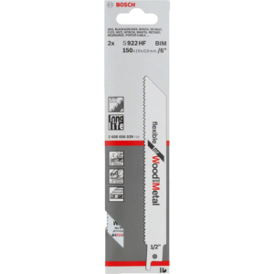 Bosch S922HF Sabre Saw Blades (5) 150mm Long - Metal/Wood