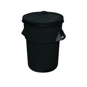 Black Plastic Dustbin with Lid 94L