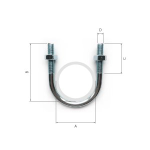DN150 Hot Spun Galvanised Standard U-Bolts - M12 Thread (170mm OD Pipe)